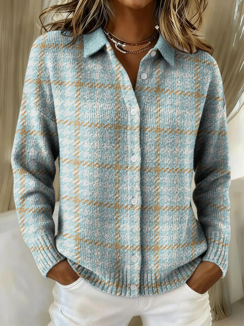 Tara™ – Camicia a quadri con accenti color sabbia, in morbido tessuto tipo hoodie